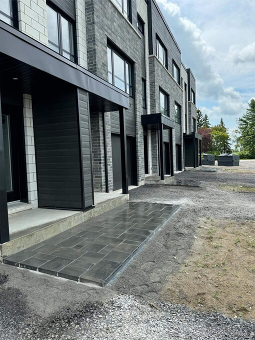 Paver installation with unistone in residential area