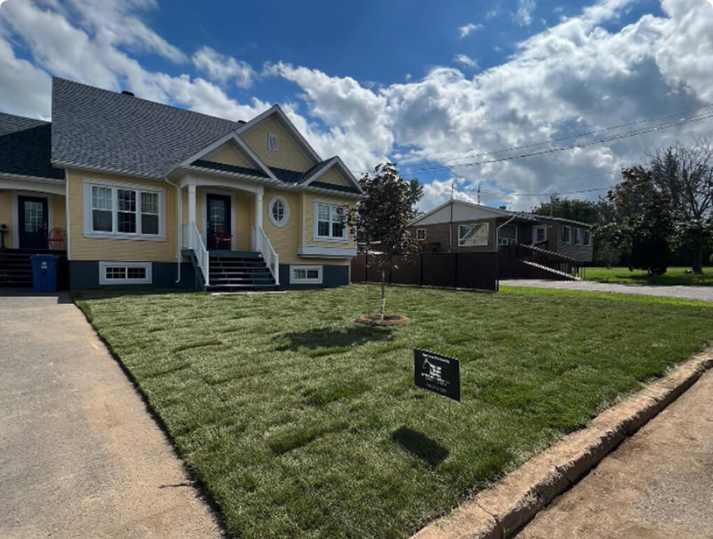 Residential sod for lawn in a landscaped front yard
