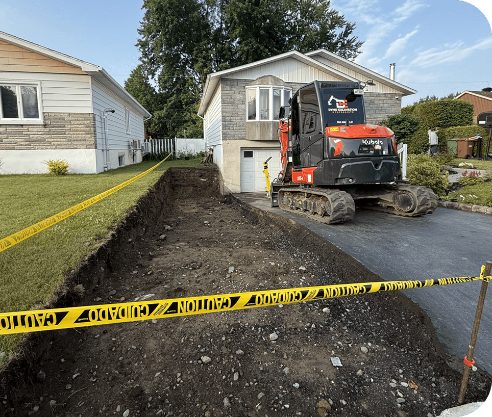 Driveway excavation for enlargement