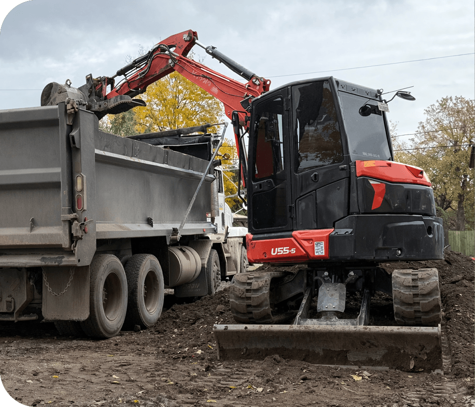 Excavation on a residential yard