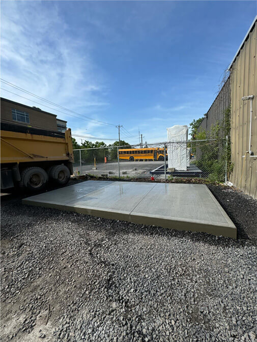 Concrete pad installation and site preparation